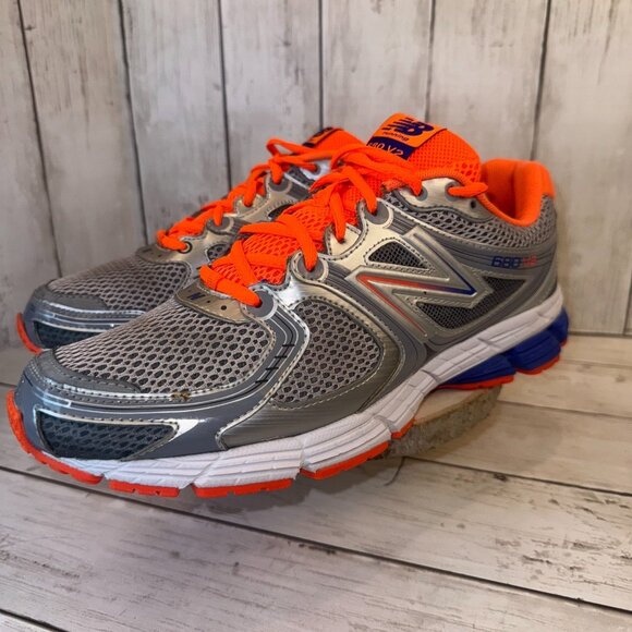 New Balance 680V2 Running Shoes Men's Size 10.5 D Abzorb Outsole Silver Orange - Picture 1 of 12